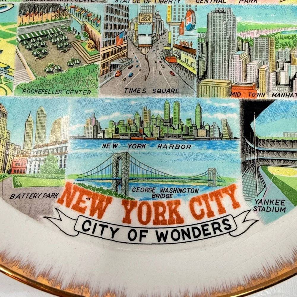 Vintage New York City City of Wonders Collector Plate Souvenir Made in Japan‎